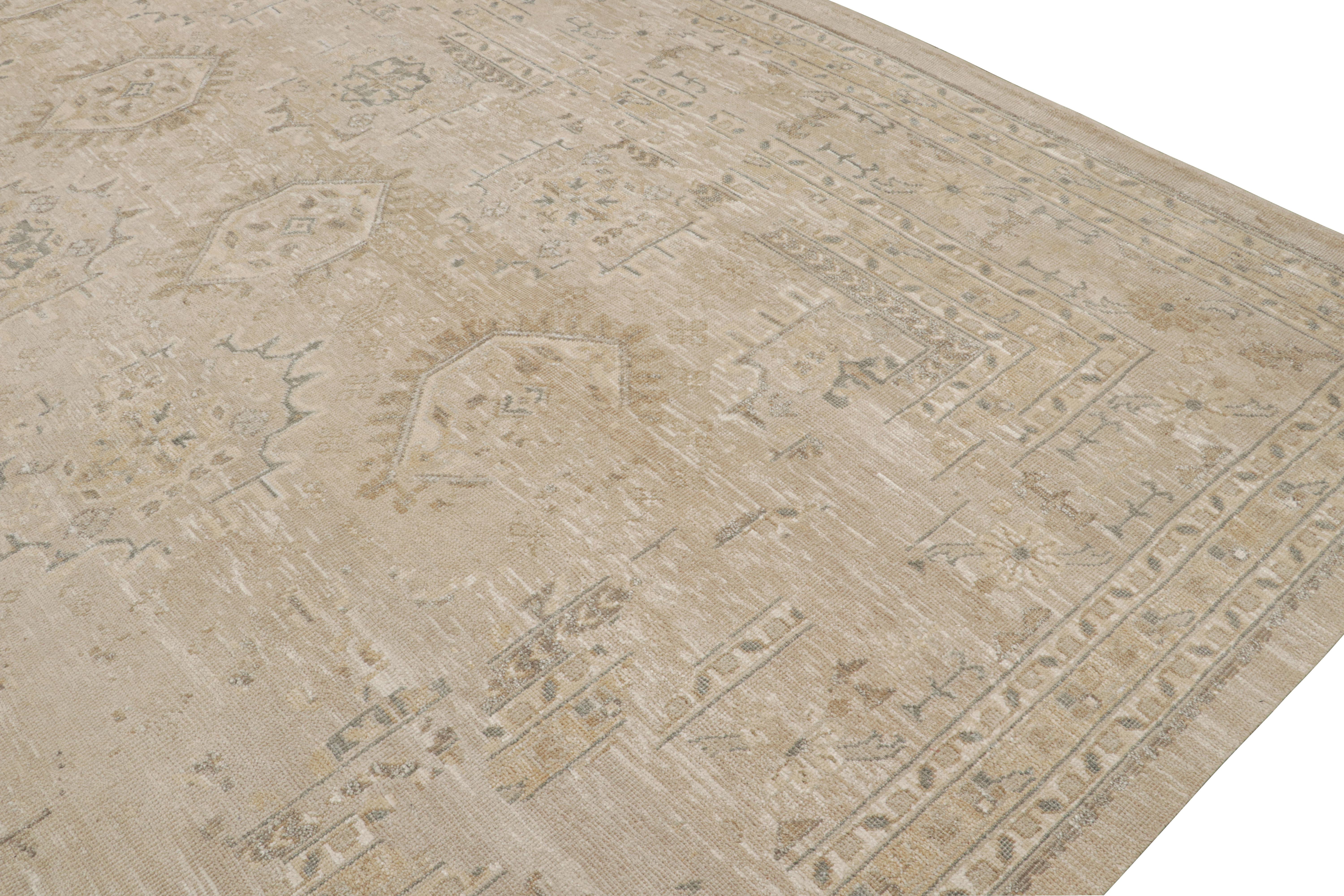 Rug & Kilim’s Oushak Style Oversized Rug in Taupe with Floral Patterns In New Condition For Sale In Long Island City, NY