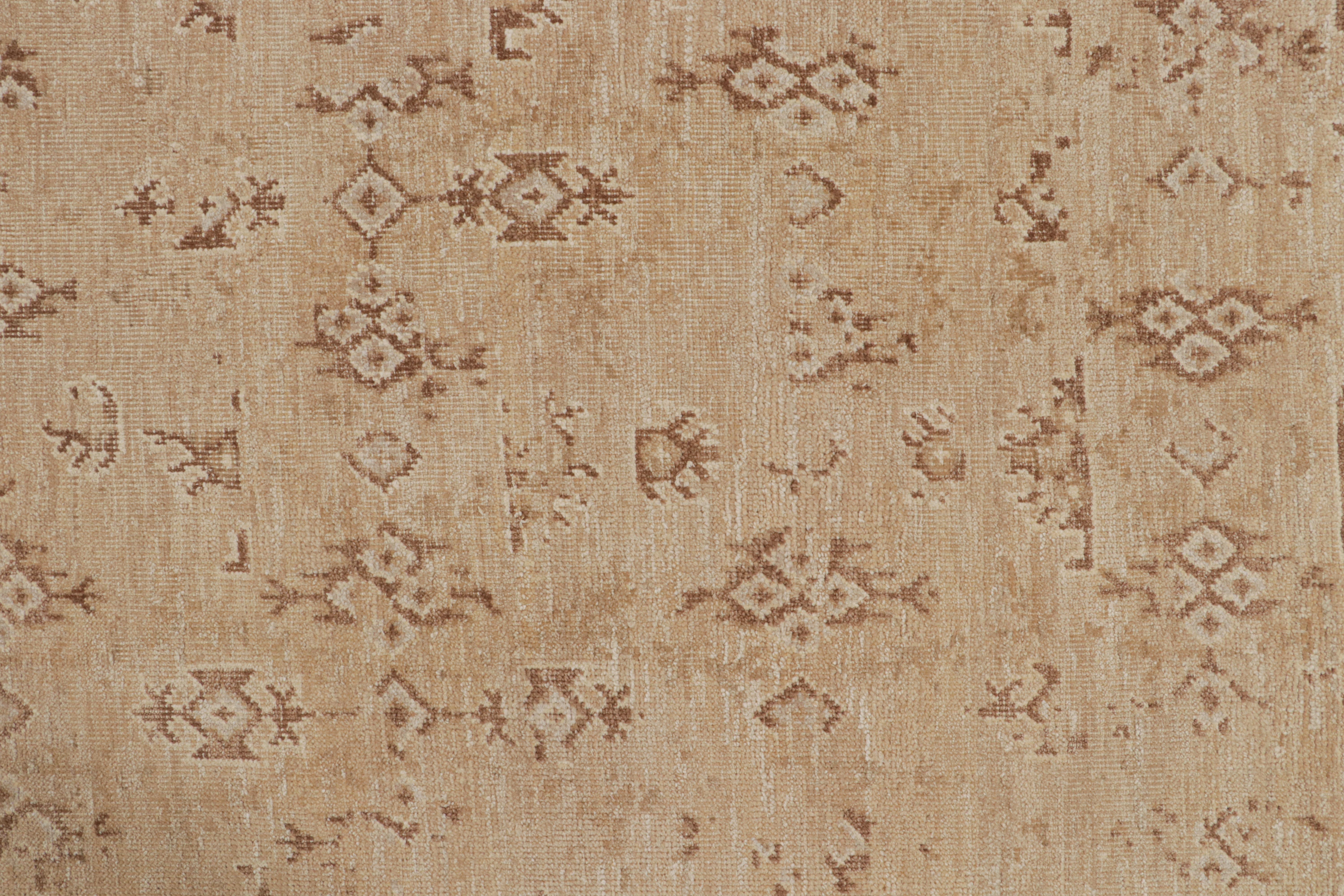 Contemporary Rug & Kilim’s Oushak Style Oversized Rug in Taupe with Floral Patterns For Sale