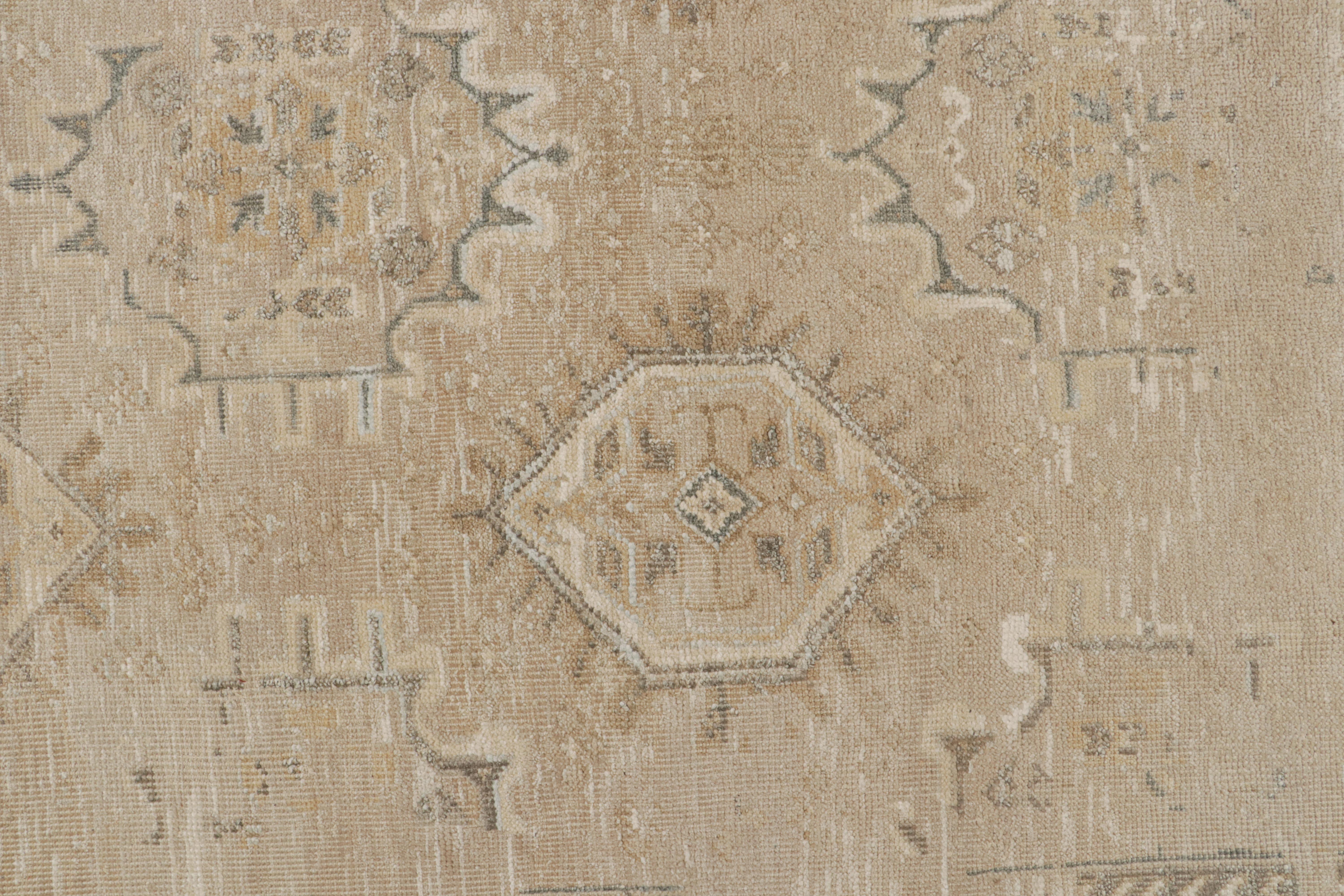 Contemporary Rug & Kilim’s Oushak Style Oversized Rug in Taupe with Floral Patterns For Sale