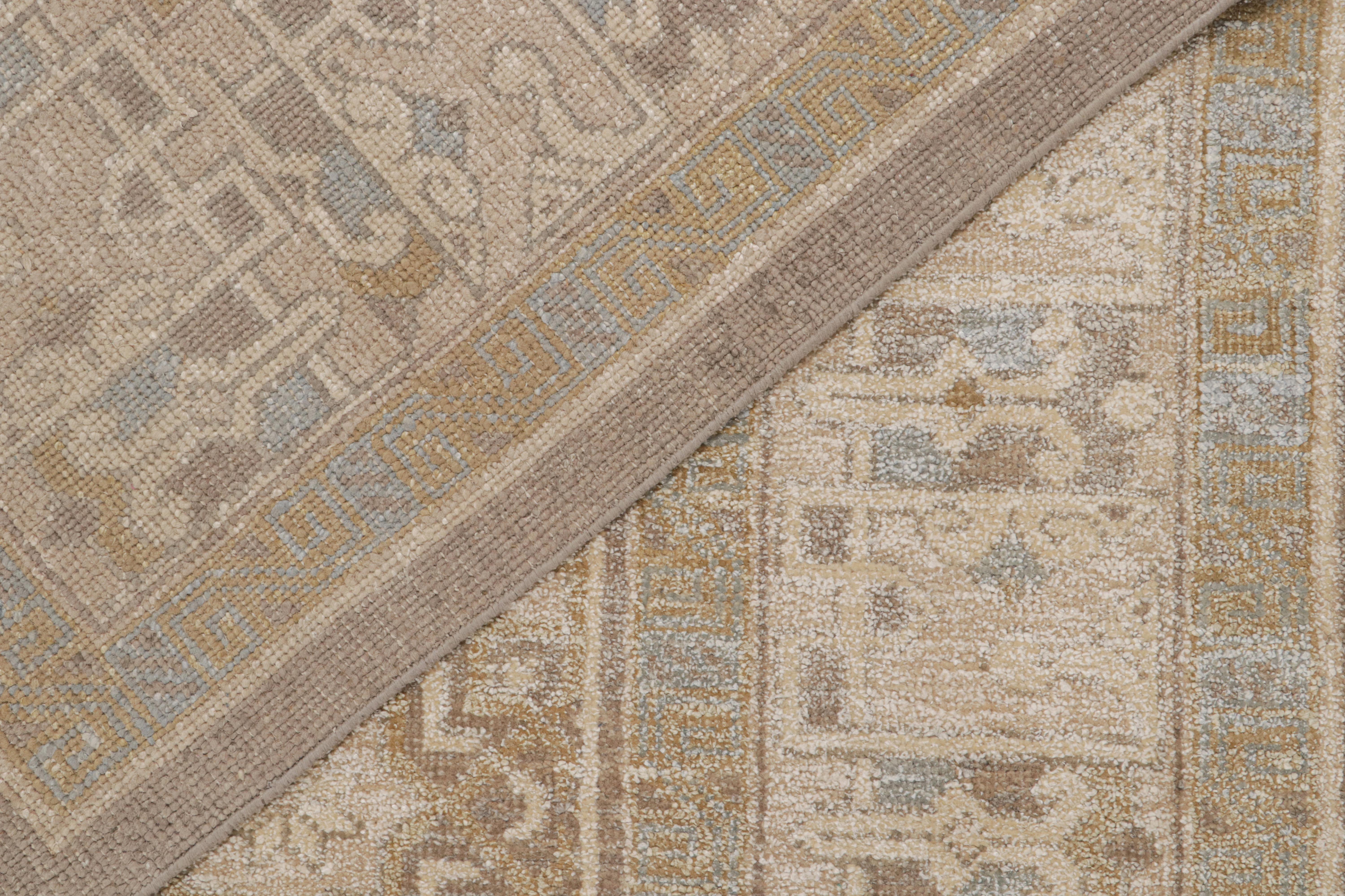 Silk Rug & Kilim’s Oushak Style Oversized Rug in Taupe with Floral Patterns For Sale