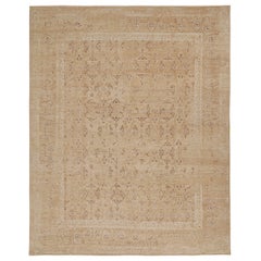 Rug & Kilim's Oushak Style Oversized Rug in Taupe with Floral Patterns (tapis surdimensionné de style Oushak à motifs floraux)