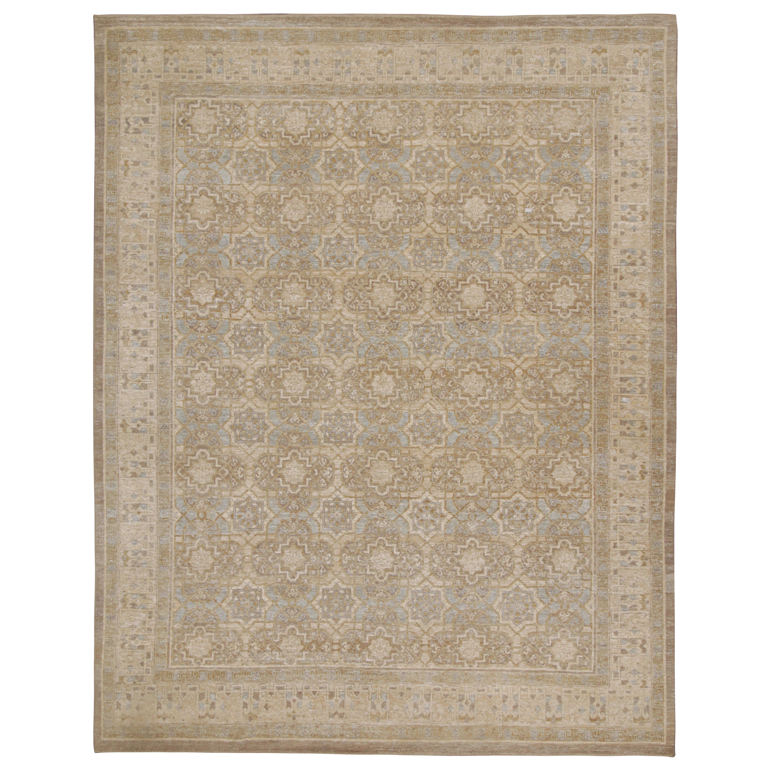 Rug & Kilim’s Oushak Style Oversized Rug in Taupe with Floral Patterns For Sale