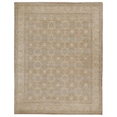 Rug & Kilim’s Oushak Style Oversized Rug in Taupe with Floral Patterns