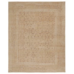 Rug & Kilim’s Oushak Style Oversized Rug in Taupe with Floral Patterns