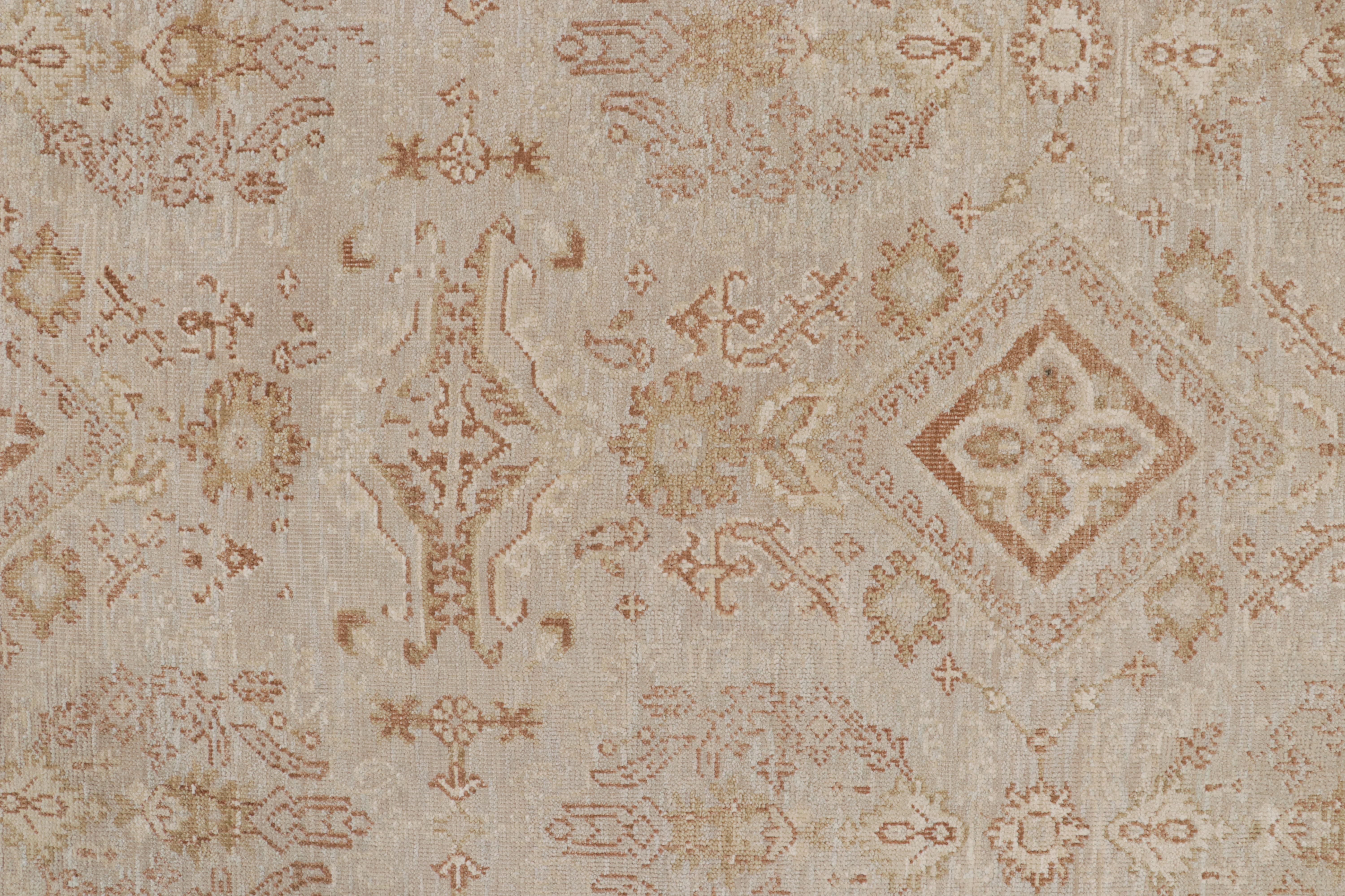 Contemporary Rug & Kilim’s Oushak Style Oversized Rug in Taupe with Rust Floral Patterns For Sale