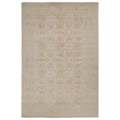 Rug & Kilim's Oushak Style Oversized Rug in Taupe with Rust Floral Patterns (tapis surdimensionné de style Oushak en taupe avec motifs floraux rouille)