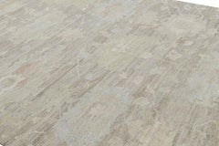 Rug & Kilim’s Oushak Style Rug in Beige and Green with Floral Patterns