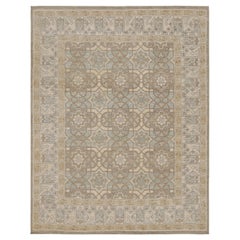 Rug & Kilim's Oushak Style Rug in Beige-Brown and Blue Geometric Pattern (tapis de style Oushak à motifs géométriques beige, marron et bleu)