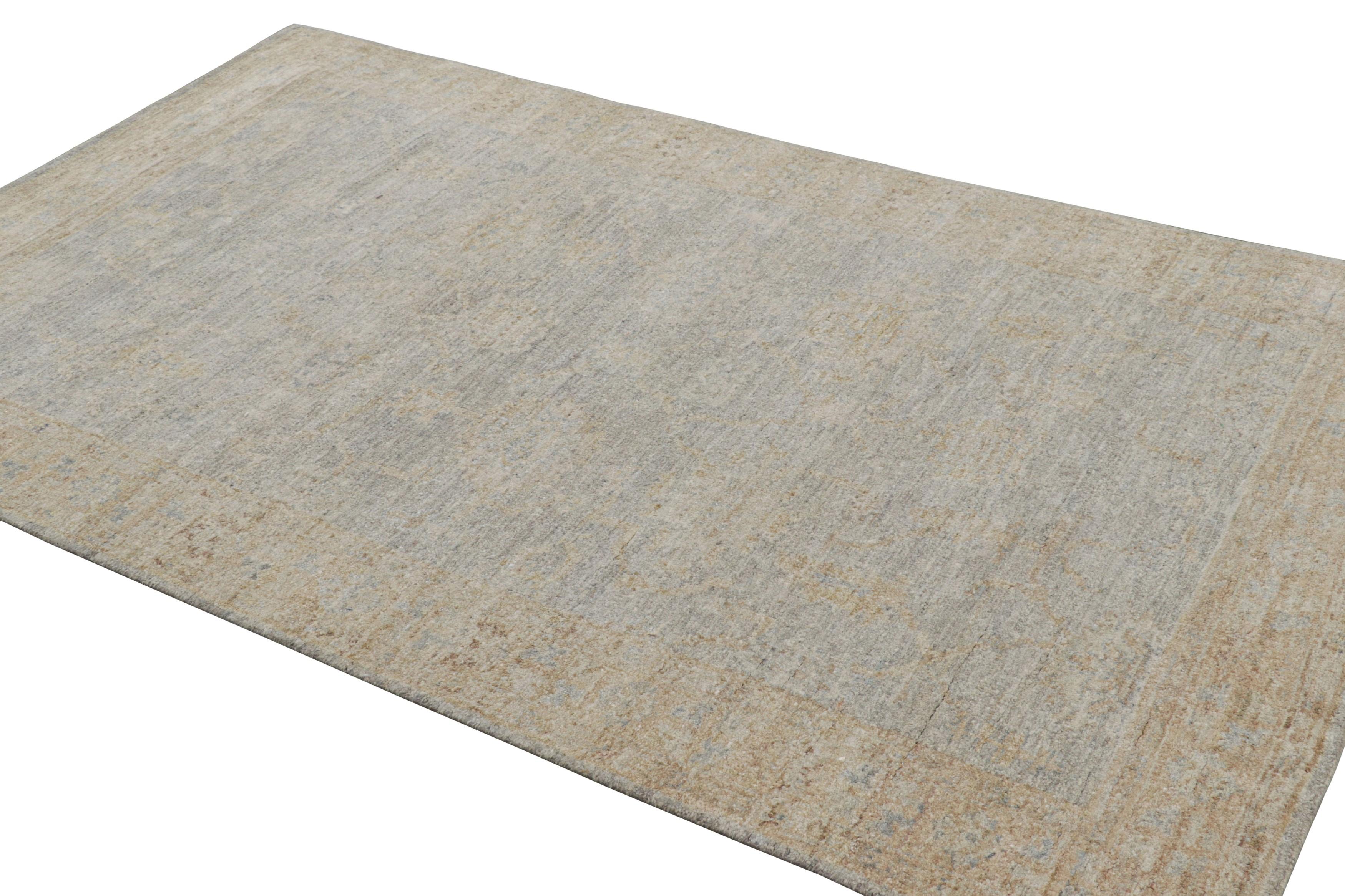 Oushak-Teppich von Rug & Kilim in Beige-Braun und Grau mit Blumenmustern im Zustand „Neu“ im Angebot in Long Island City, NY