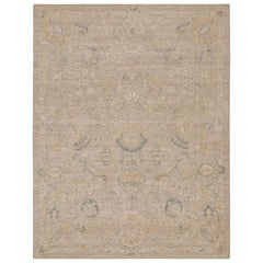 Rug & Kilim’s Oushak Style Rug In Beige-Brown and Gray with Floral Patterns