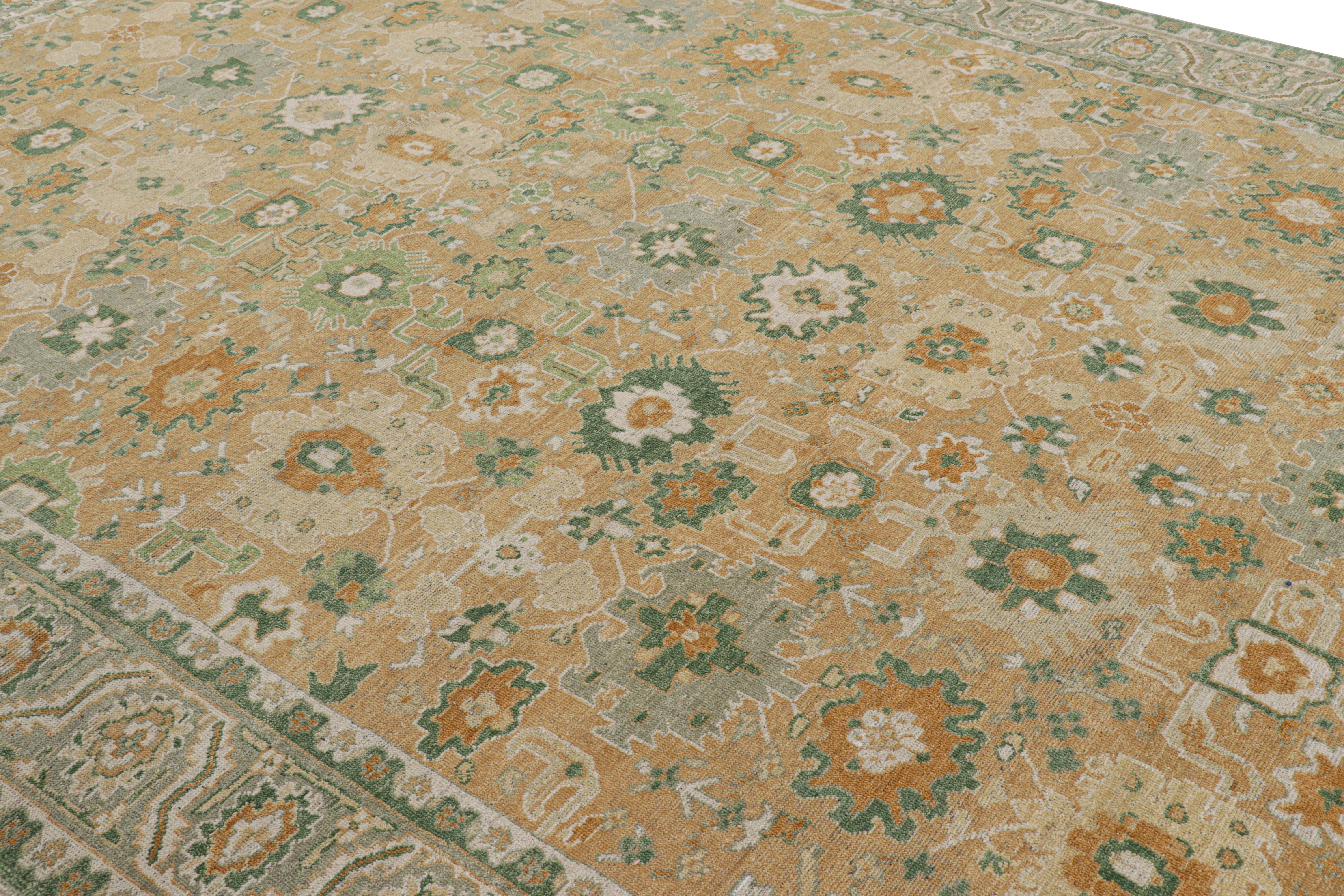 Dieser 9x12 große Teppich aus der klassischen Burano Collection'S von Rug & Kilim ist aus einer speziellen Ghazni-Wollmischung handgeknüpft und von Vintage- und antiken Oushak-Teppichdesigns inspiriert.

Über das Design: 

Ein Feld mit Braun-,