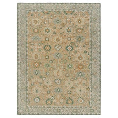 Alfombra estilo Oushak de Rug & Kilim con motivos florales beige-marrón y verde