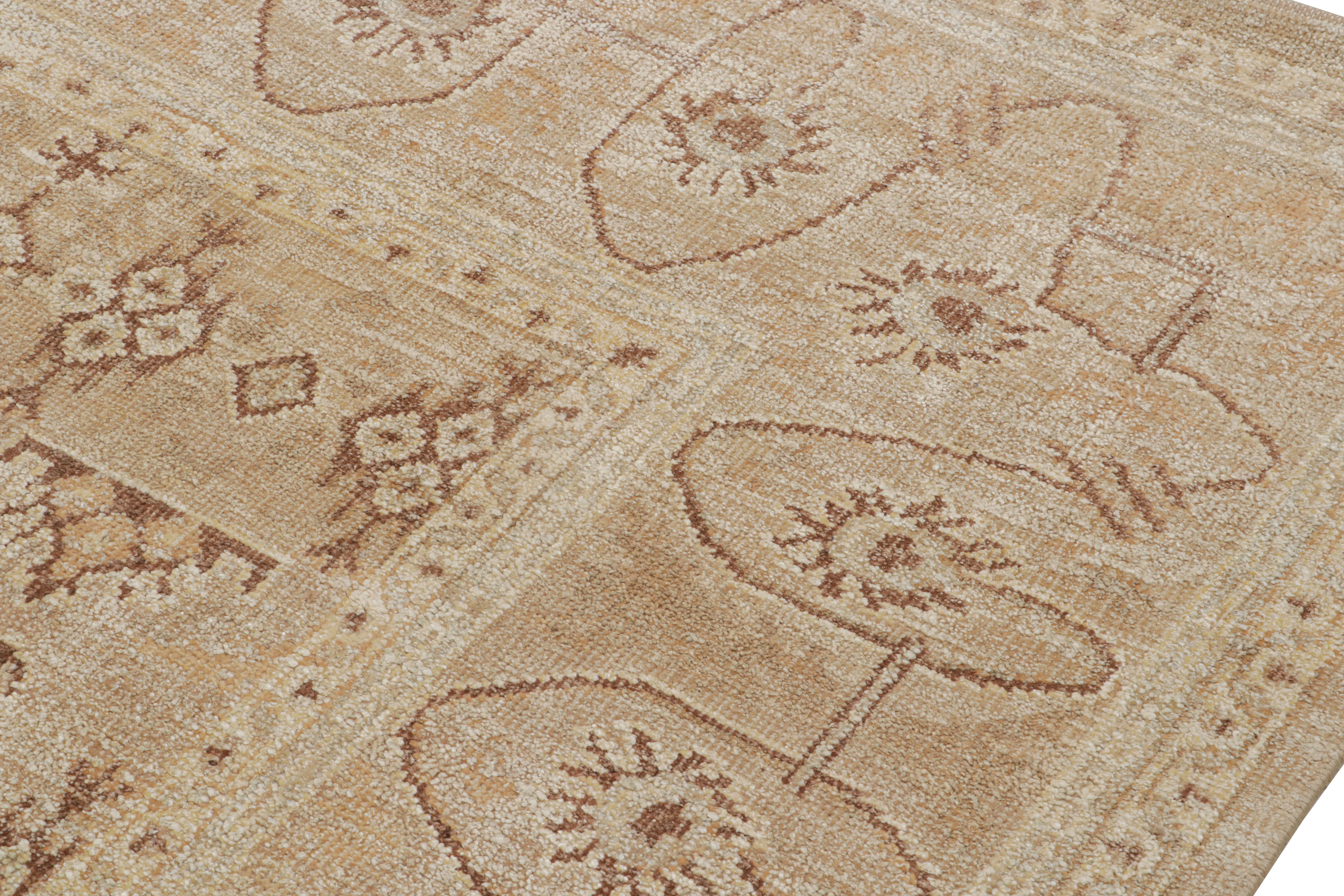 Oushak-Teppich von Rug & Kilim in Beige-Braun und Orange mit geometrischem Muster im Zustand „Neu“ im Angebot in Long Island City, NY