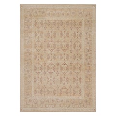 Rug & Kilim's Oushak Style Rug in Beige-Brown and Orange Geometric Pattern (tapis de style Oushak à motifs géométriques beige, marron et orange)