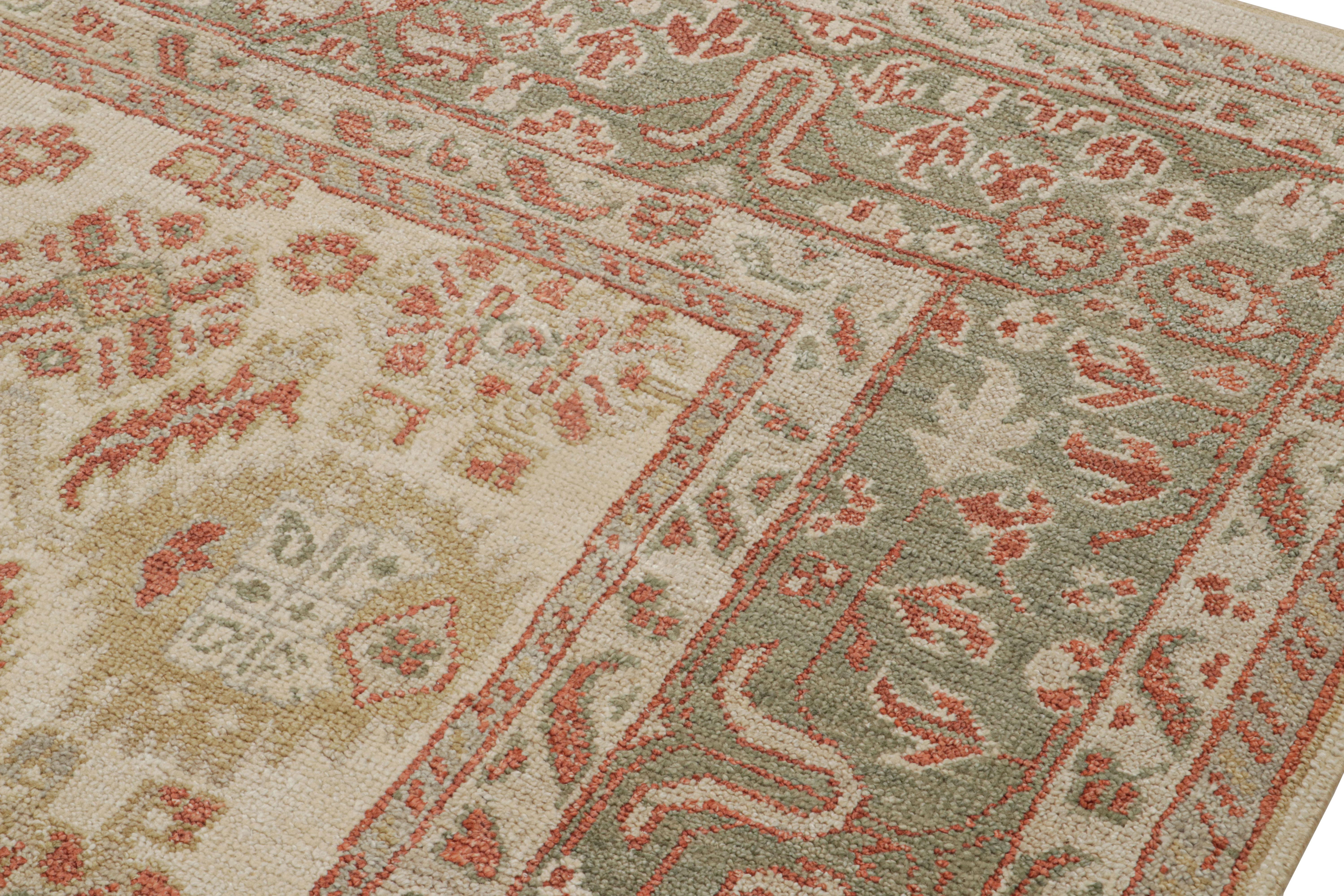 Rug & Kilim’s Oushak Style Rug In Beige-Brown and Red Floral Pattern In New Condition For Sale In Long Island City, NY