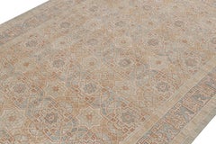 Rug & Kilim’s Oushak Style Rug in Beige-Brown & Blue Geometric Patterns