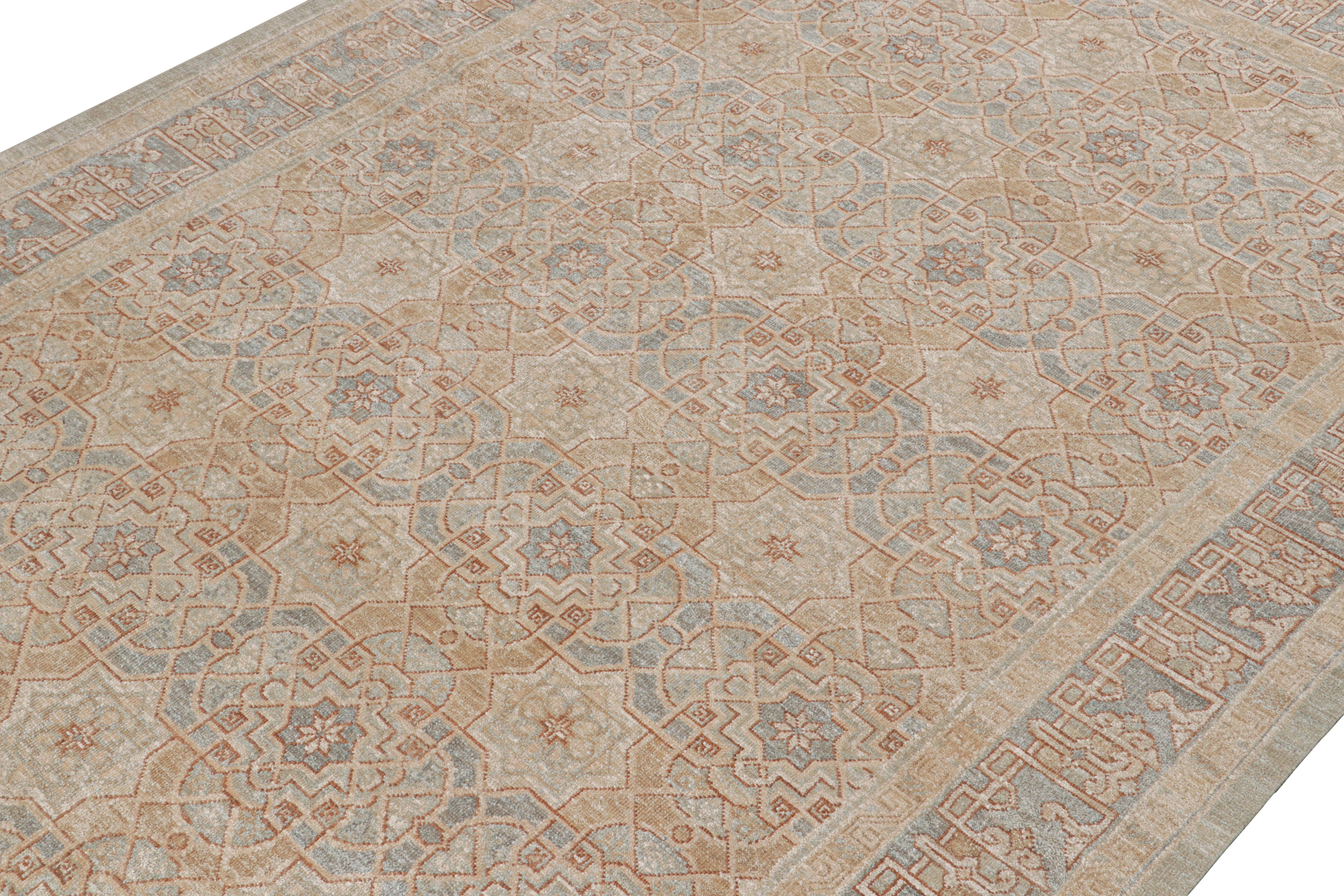 Ein 10x14 Stück, inspiriert von antiken Oushak-Teppichen - aus der Modern Classics Collection von Rug & Kilim. Handgeknüpft aus Wolle und Sari-Seide, eine luxuriöse Wiedergabe mit einem hochwertigen zeitgenössischen Ansatz für den königlichen