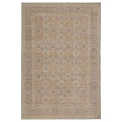 Rug & Kilim’s Oushak Style Rug in Beige-Brown & Blue Geometric Patterns