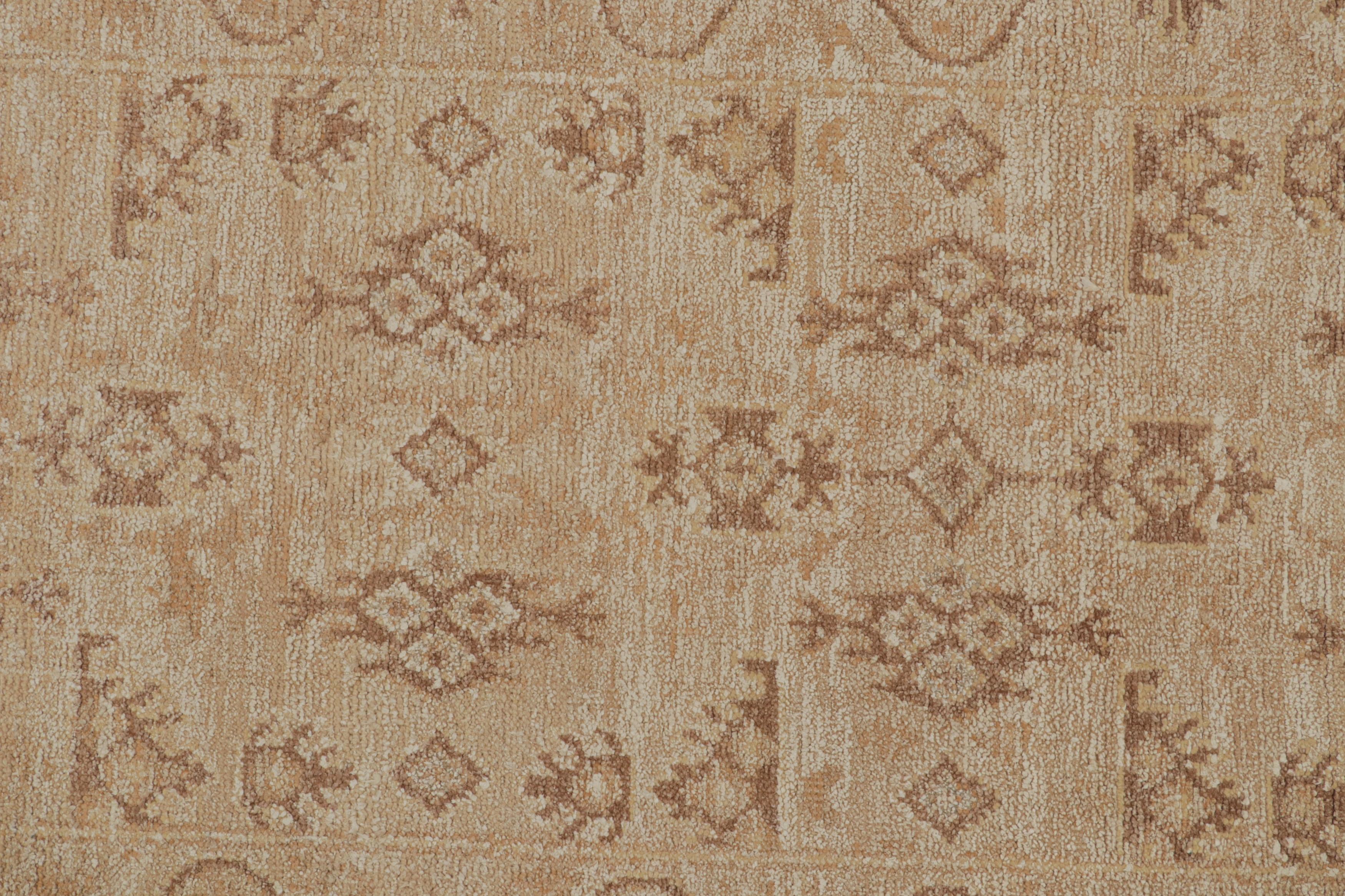 Contemporary Rug & Kilim’s Oushak Style Rug in Beige-Brown Floral Pattern For Sale