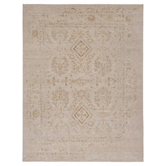 Oushak-Teppich von Rug & Kilim in Beige-Braun mit geometrischen Mustern