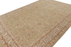 Rug & Kilim’s Oushak Style Rug in Beige-Brown, Gold Floral Patterns