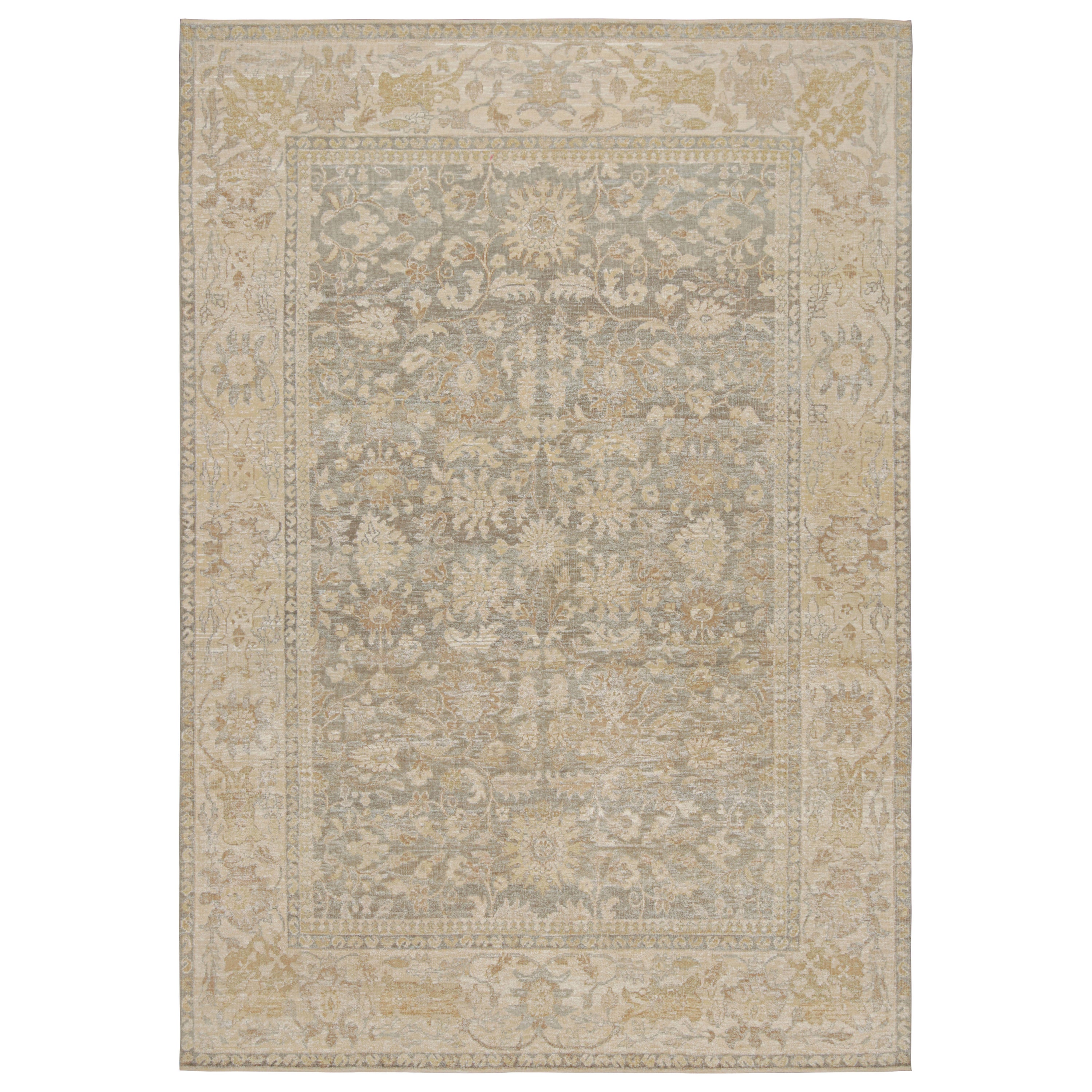 Rug & Kilim's Oushak Style Teppich in Brown-Braun, Grau mit Blumenmustern