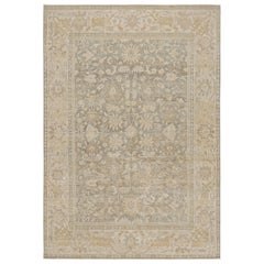 Rug & Kilim’s Oushak Style Rug in Beige-Brown, Gray Floral Patterns