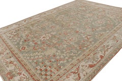 Rug & Kilim’s Oushak Style Rug in Beige-Brown, Green Floral Patterns