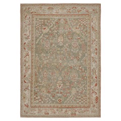 Rug & Kilim - Tappeto in stile Oushak in beige-marrone con motivi floreali verdi