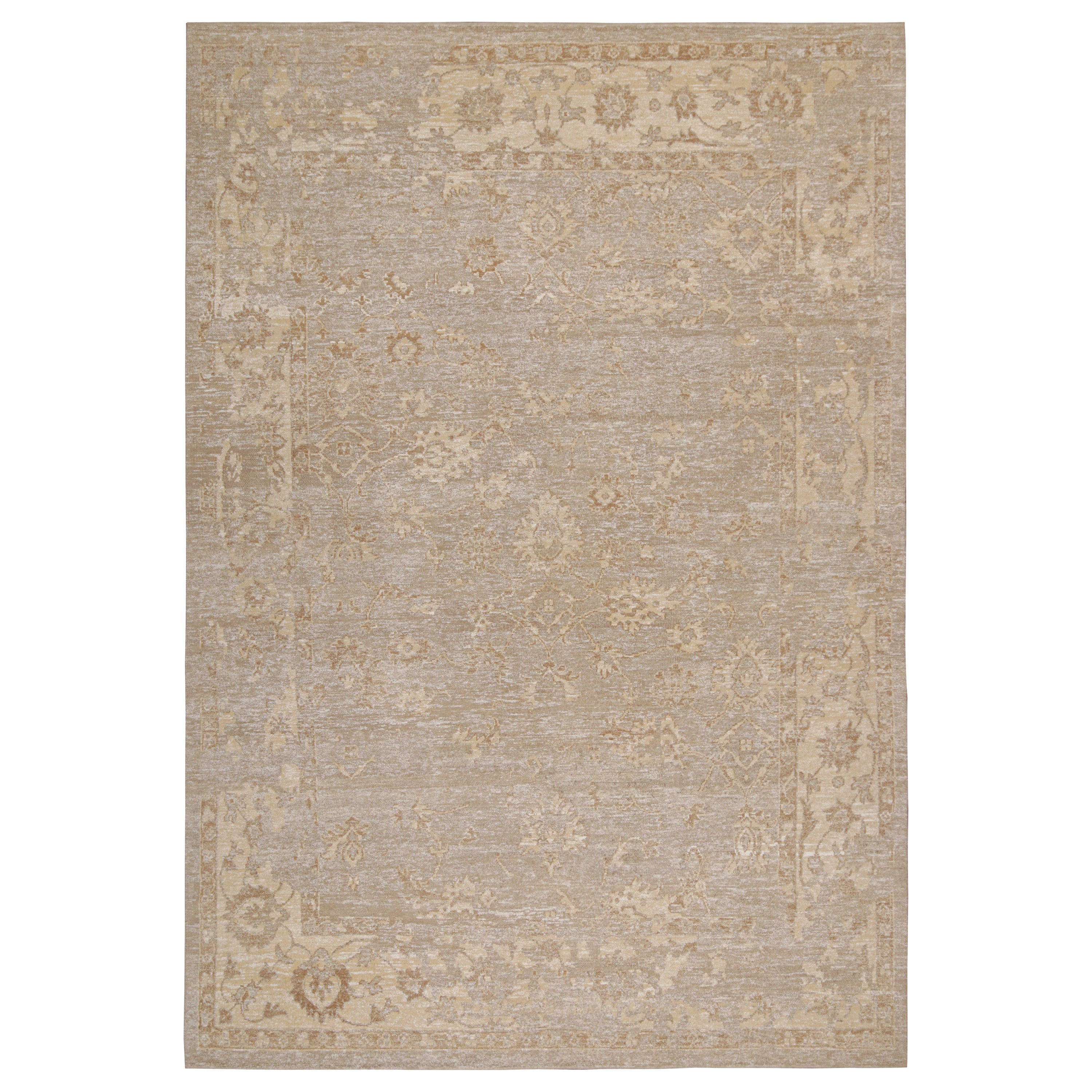 Rug & Kilim's Oushak Style Teppich in Beige-Braun & Weiß Geometrisch gemustert im Angebot