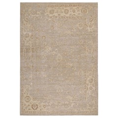Rug & Kilim's Oushak Style Rug in Beige-Brown & White Geometric Patterns (tapis de style Oushak aux motifs géométriques beige, marron et blanc)