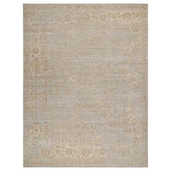 Rug & Kilim’s Oushak Style Rug in Beige-Brown & White Geometric Patterns