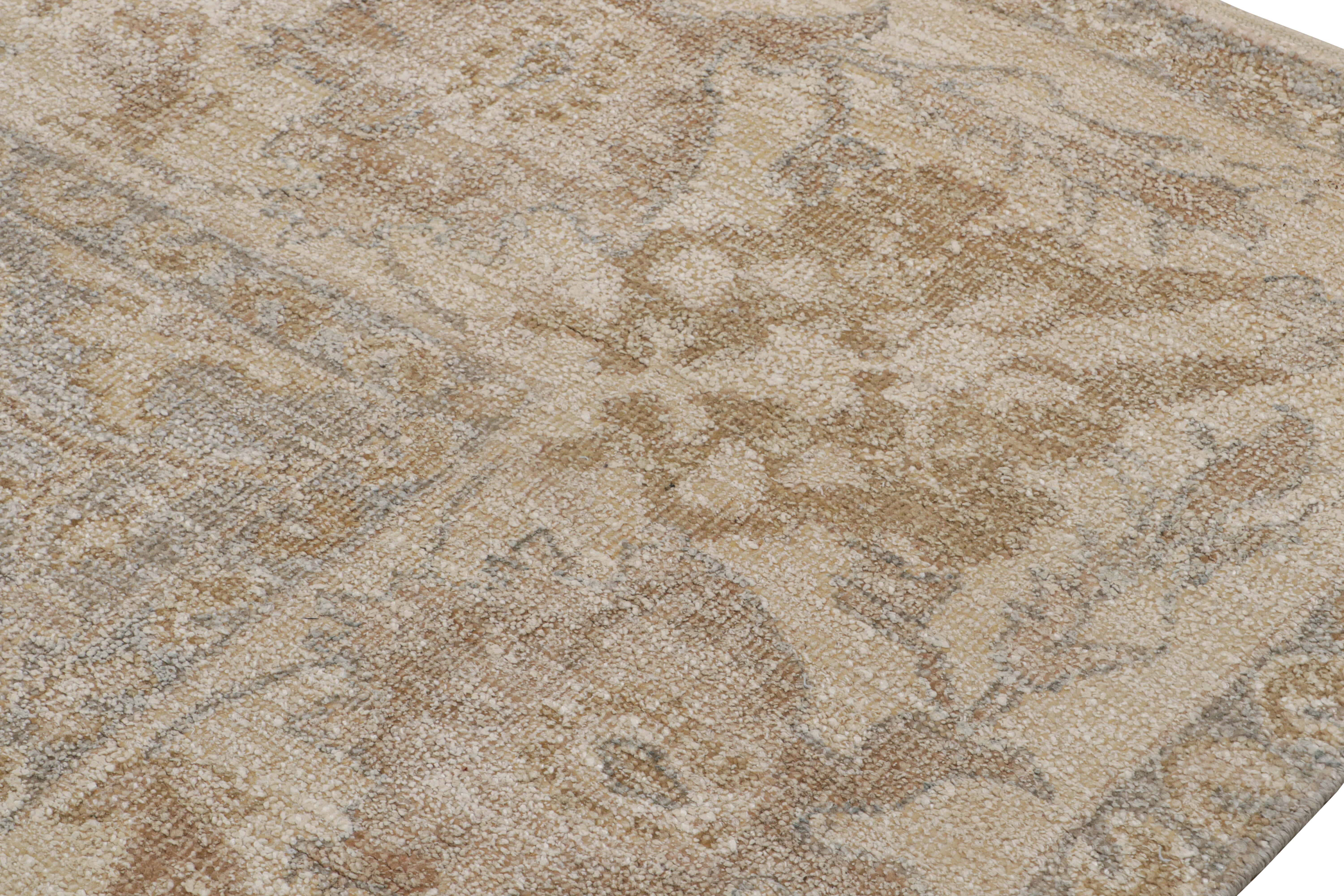 Hand-Knotted Rug & Kilim’s Oushak Style Rug In Beige/Brown With All Over Floral Patterns For Sale