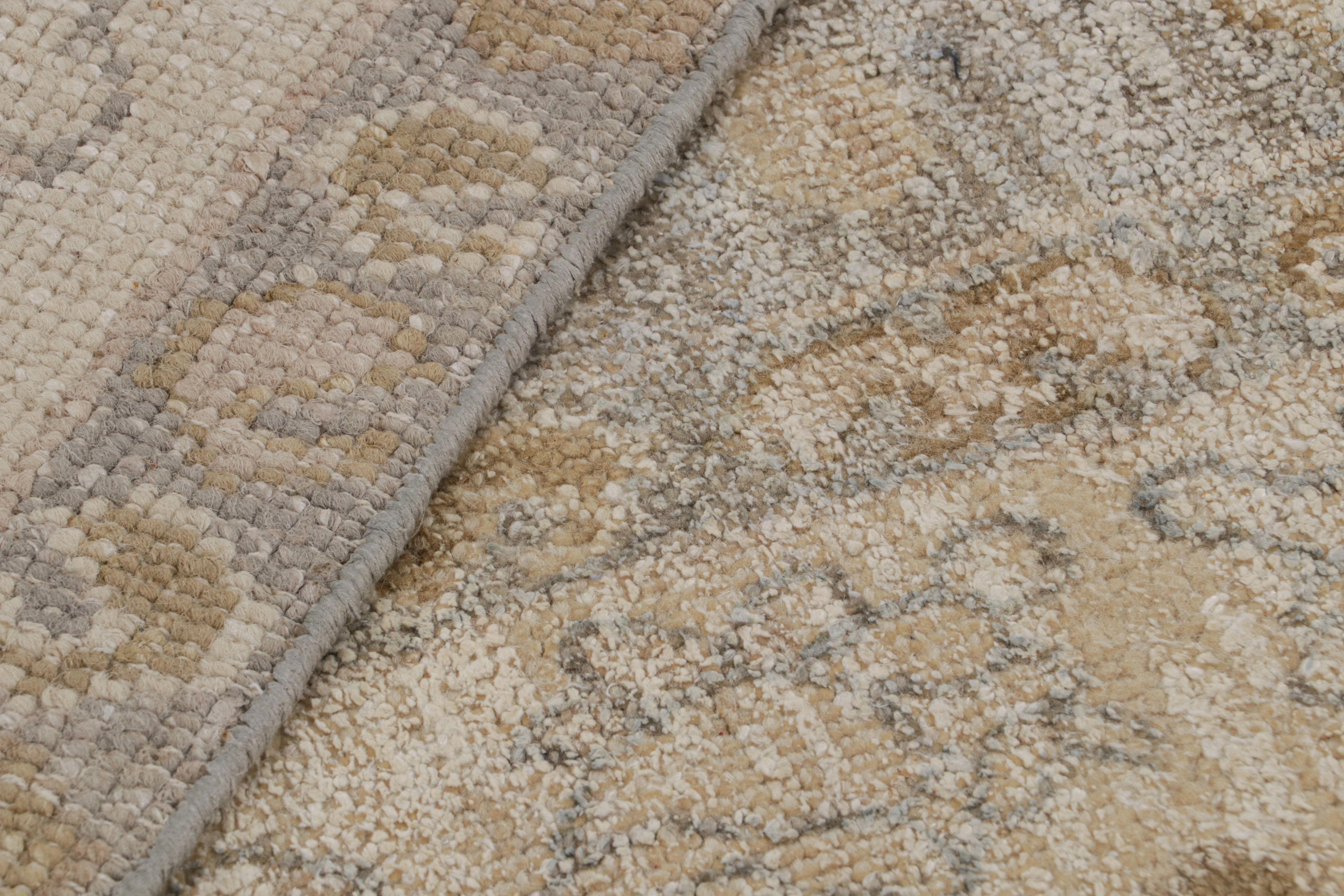 Contemporary Rug & Kilim’s Oushak Style Rug In Beige/Brown With All Over Floral Patterns For Sale