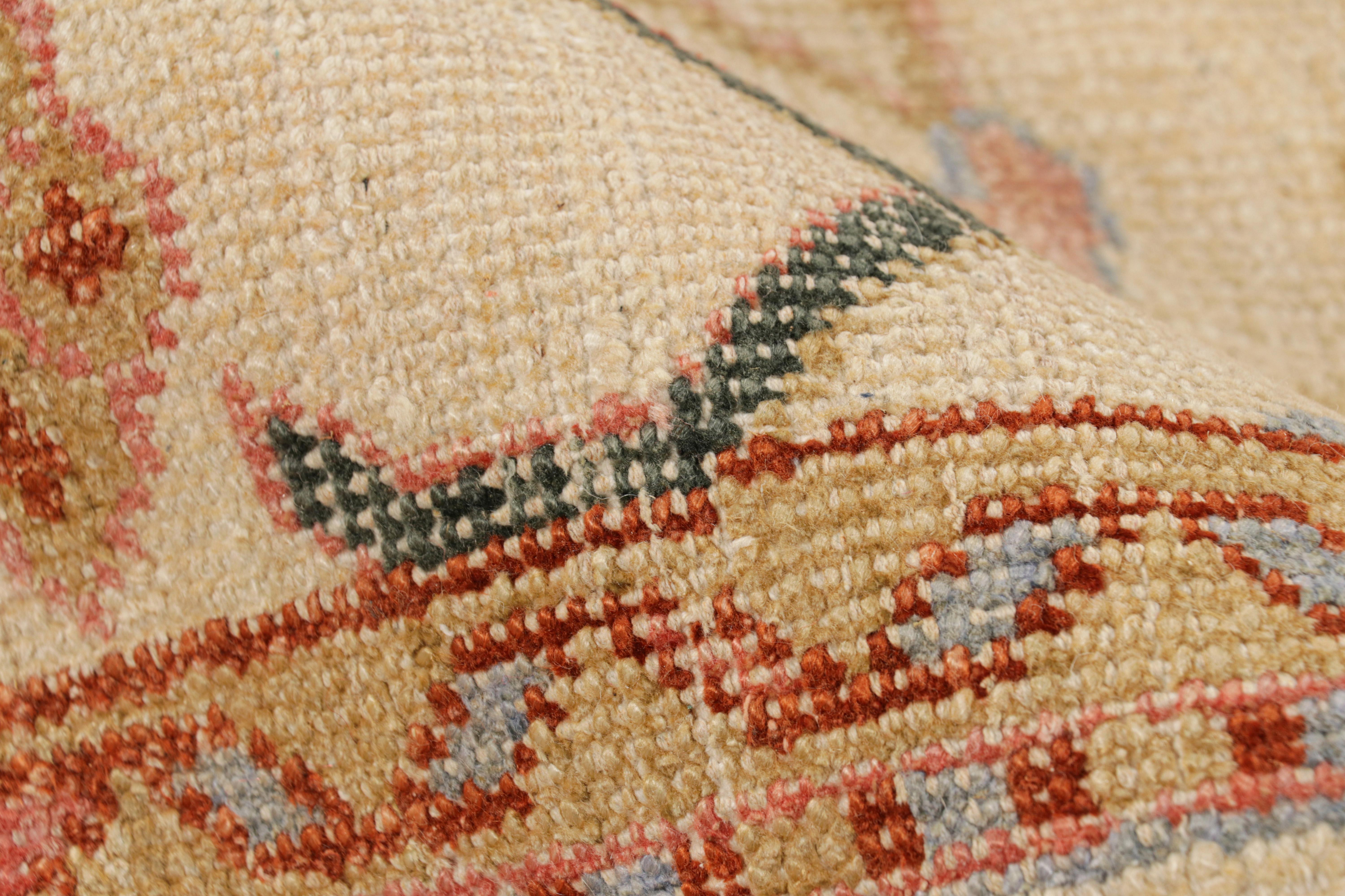 Contemporary Rug & Kilim’s Oushak Style Rug in Beige-Brown with Colorful Floral Patterns For Sale