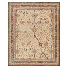 Rug & Kilim’s Oushak Style Rug in Beige-Brown with Colorful Floral Patterns