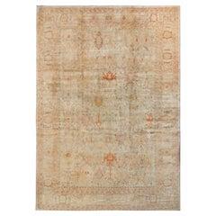 Alfombra de estilo Oushak de Rug & Kilim en beige-marrón con motivos florales
