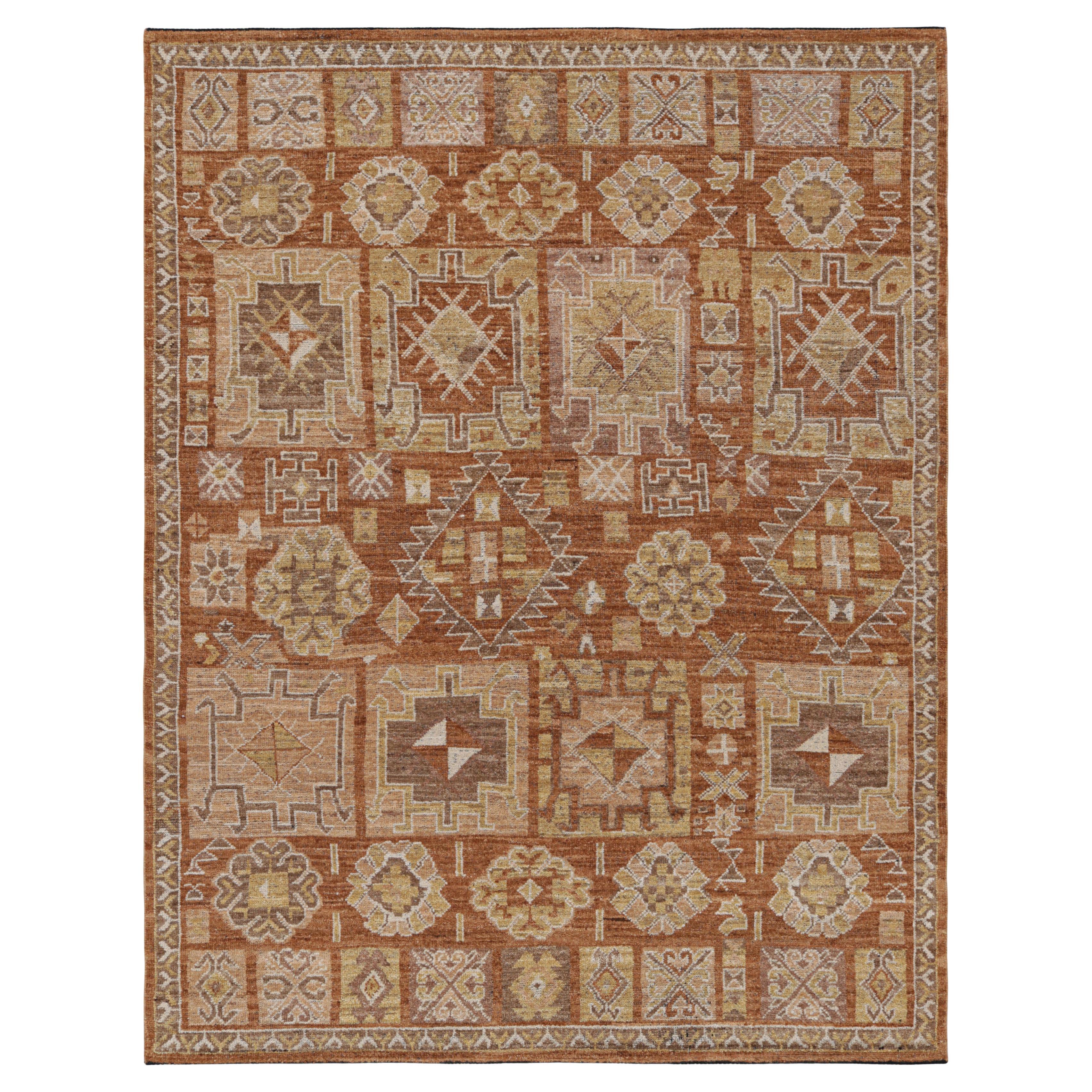 Rug & Kilim’s Oushak Style Rug in Beige-Brown with Geometric Patterns