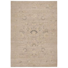 Rug & Kilim’s Oushak Style Rug in Beige, Gray & Gold Geometric Patterns