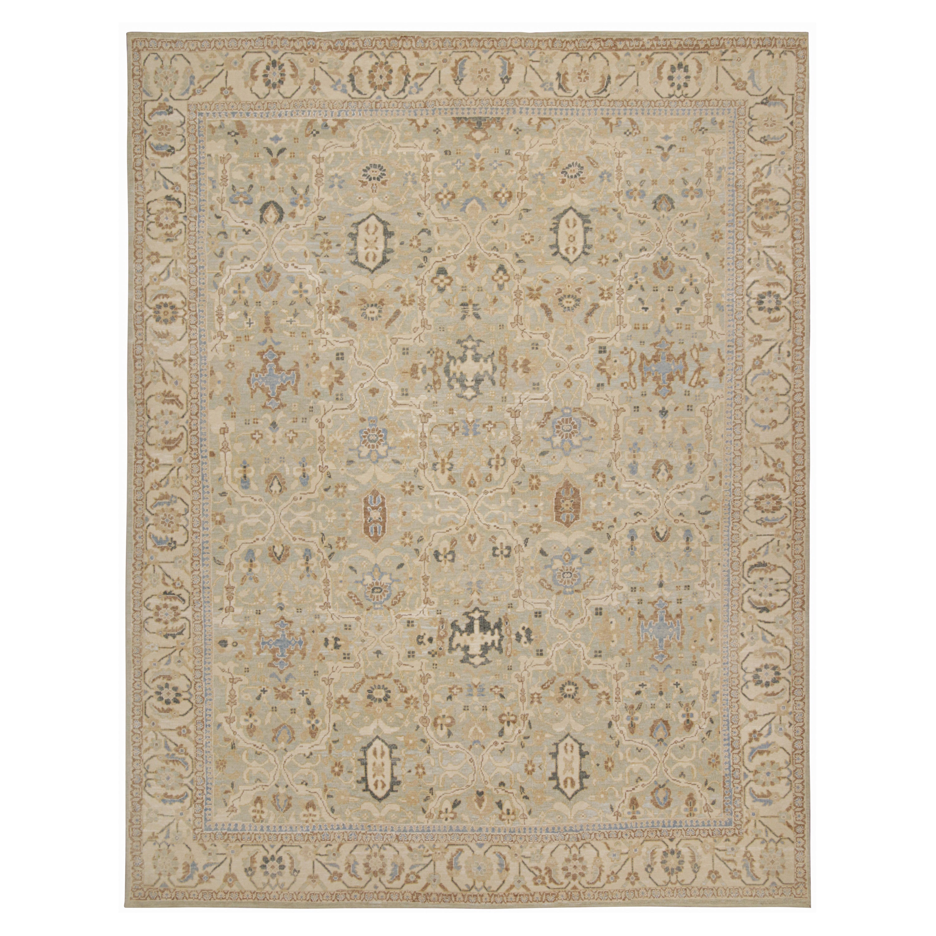 Oushak-Teppich von Rug
Kilim mit blauen und beige-braunen Blumenmustern