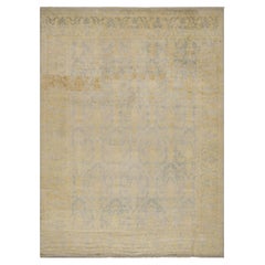 Rug & Kilim: Tappeto in stile Oushak blu e oro con motivi floreali