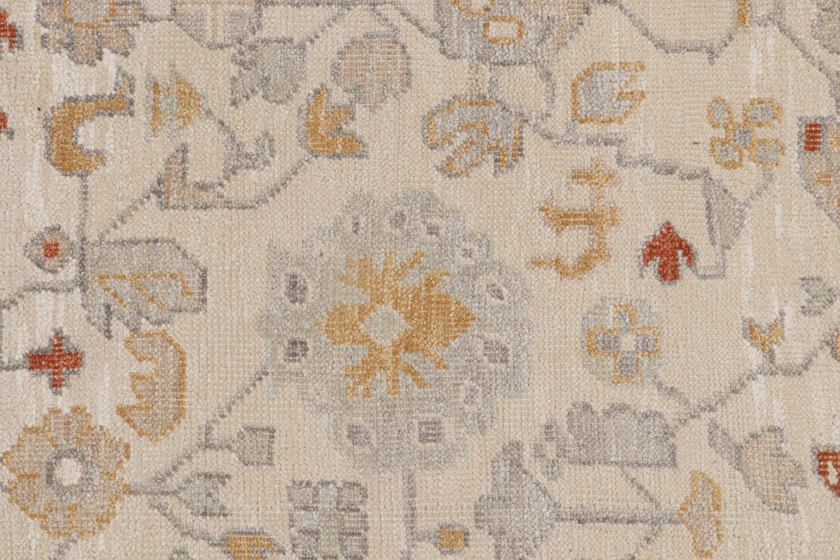 Rug & Kilim’s Oushak Style Rug In Blue, Beige and Red with Floral Pattern In New Condition For Sale In Long Island City, NY