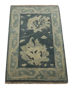 Rug & Kilim’s Oushak Style Rug in Blue, Gray and Cream with Medallions