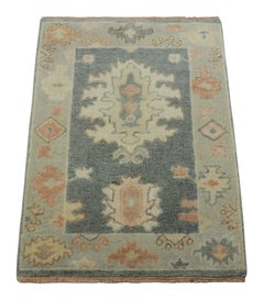 Rug & Kilim's Oushak Style Rug in Blue-Gray with Medallion and Florals