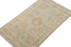 Rug & Kilim’s Oushak Style Rug in Blue with Beige-Brown Floral Patterns