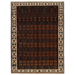 Rug & Kilim’s Oushak style rug in Blue with Rust Orange Geometric Patterns 