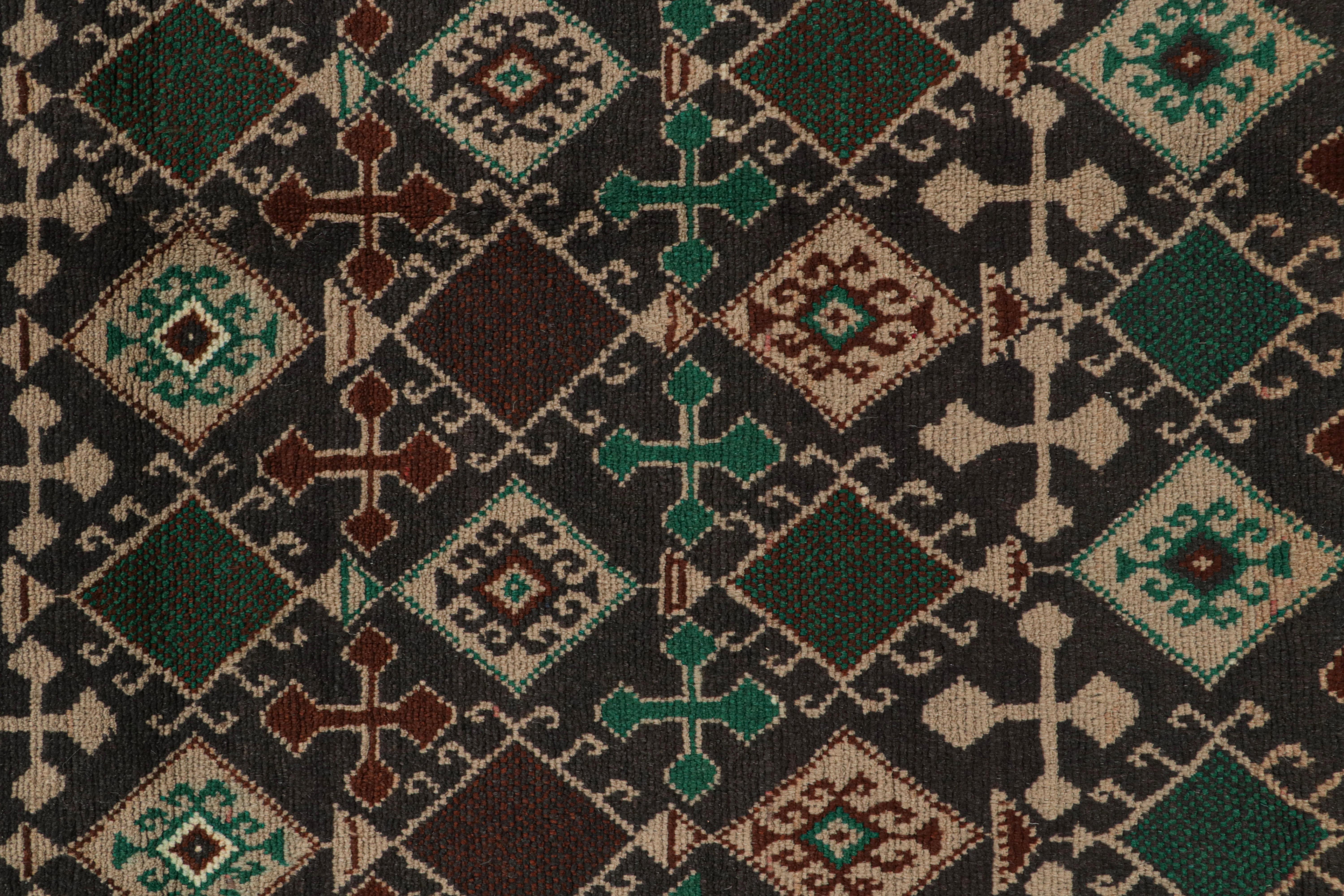 Rug & Kilim’s Oushak style rug in Brown with Green Geometric Patterns In New Condition For Sale In Long Island City, NY
