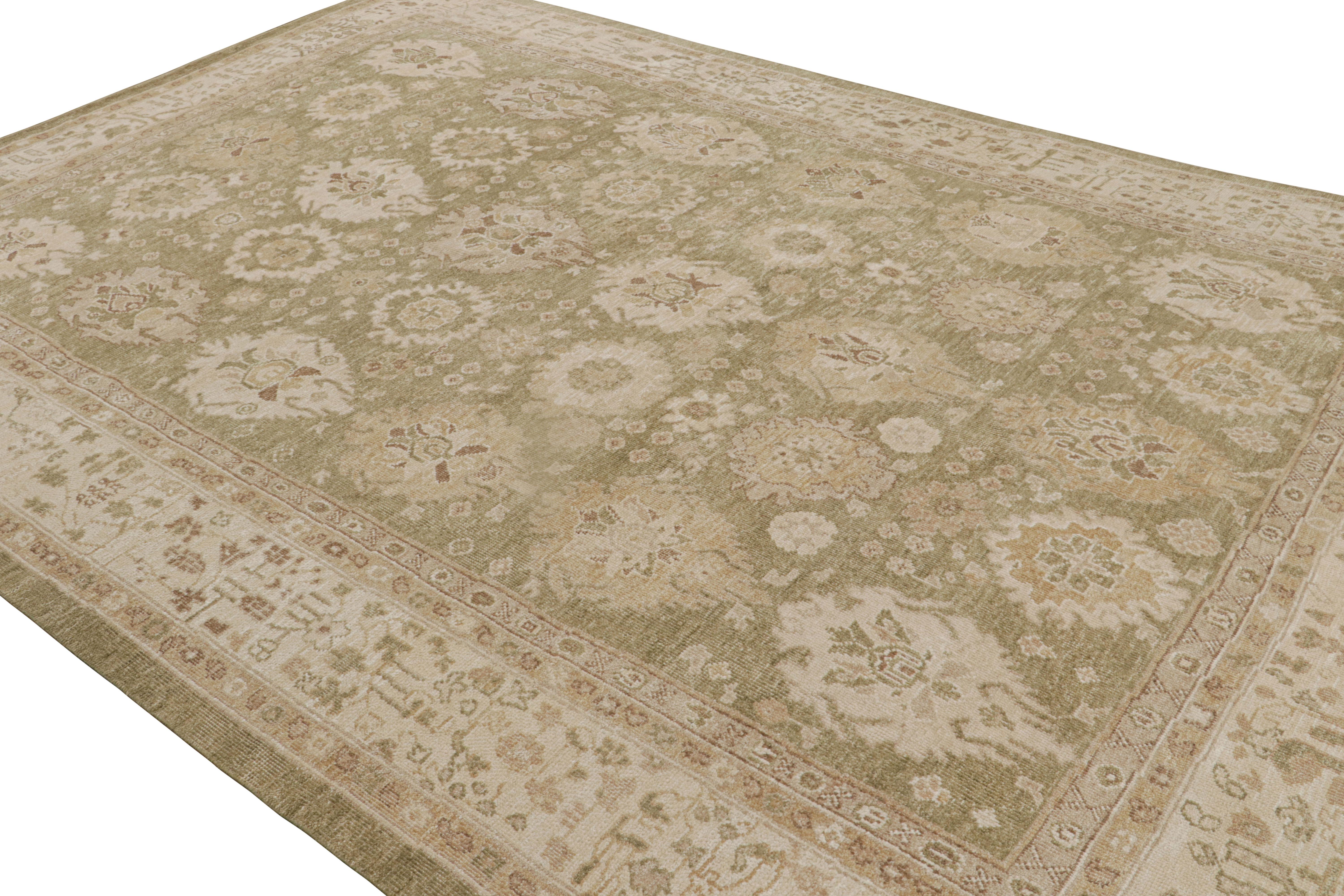 This 10x14 rug from the Modern Classics Collection features chartreuse green underscores, beige-brown and ivory floral patterns in a rich and elegant look—one of the most interesting colorway combinations in this collection worth noting. 

On the