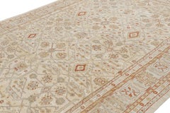 Rug & Kilim’s Oushak Style Rug in Cream and Beige-Brown with Floral Patterns
