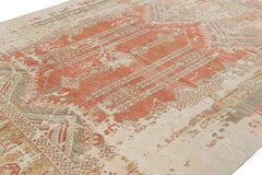 Rug & Kilim’s Oushak Style Rug in Cream and Salmon Tones with Geometric Patterns